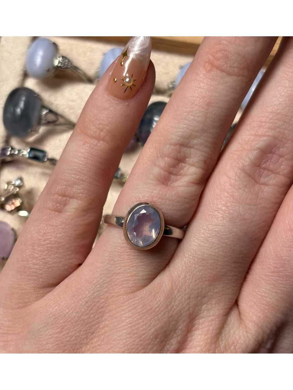 Lavender Moon Quartz Ring • Oval Sterling Silver • Size 6.5